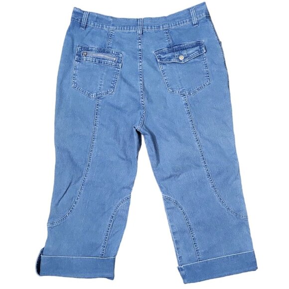 Acezung Women's Jeans Size 12 Capri Flap Pouch Pockets Medium Wash - Picture 2 of 14
